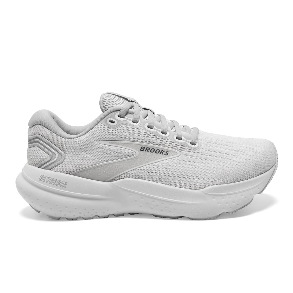Women's Brooks Glycerin 21, White/White/Grey, 8.5 B Medium