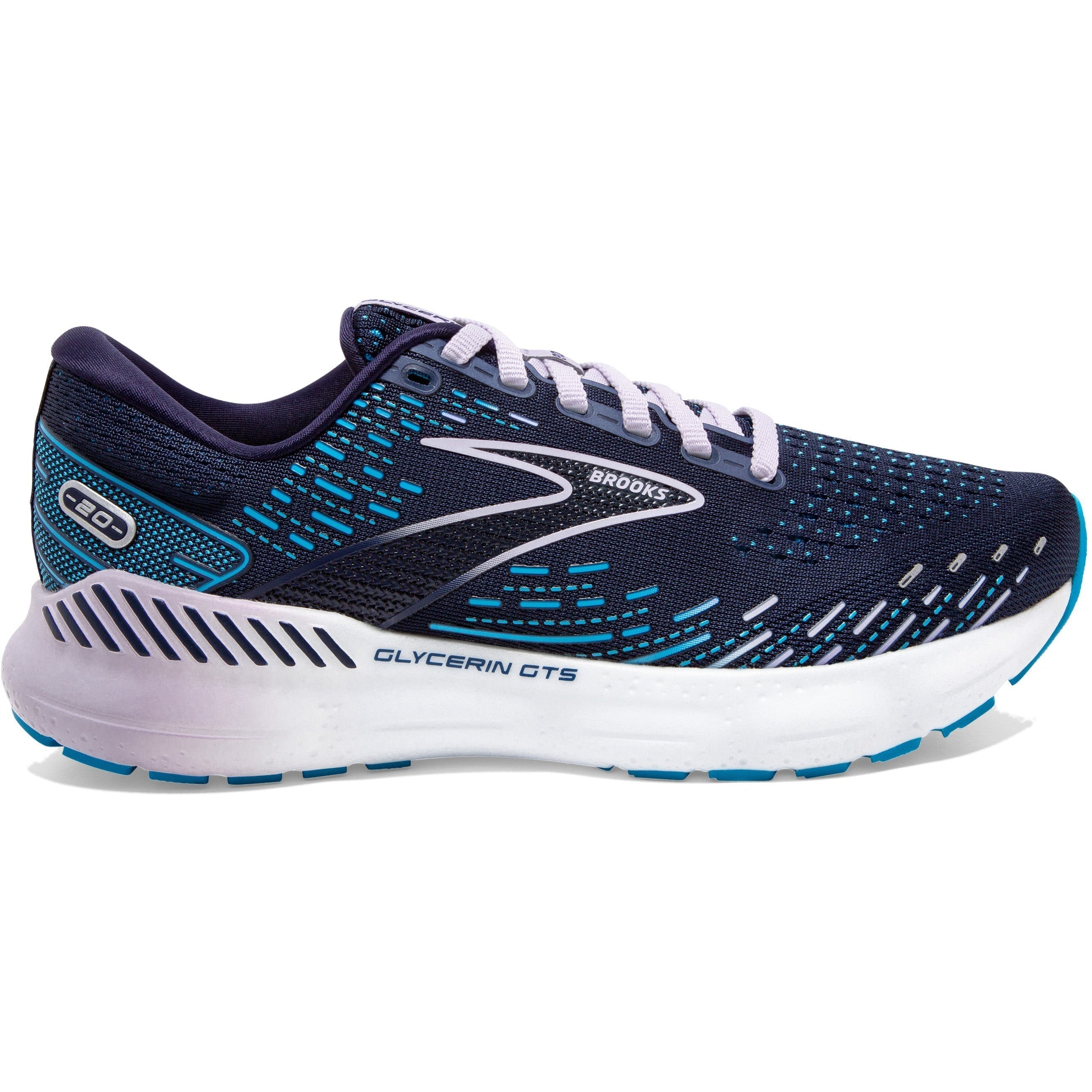 Women's Brooks Glycerin GTS 20, Peacoat/Ocean/Pastel Lilac, 8.5 B Medium