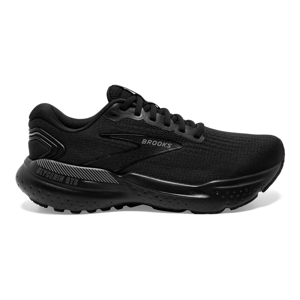 Women's Brooks Glycerin GTS 21, Black/Black/Ebony, 9 D Wide