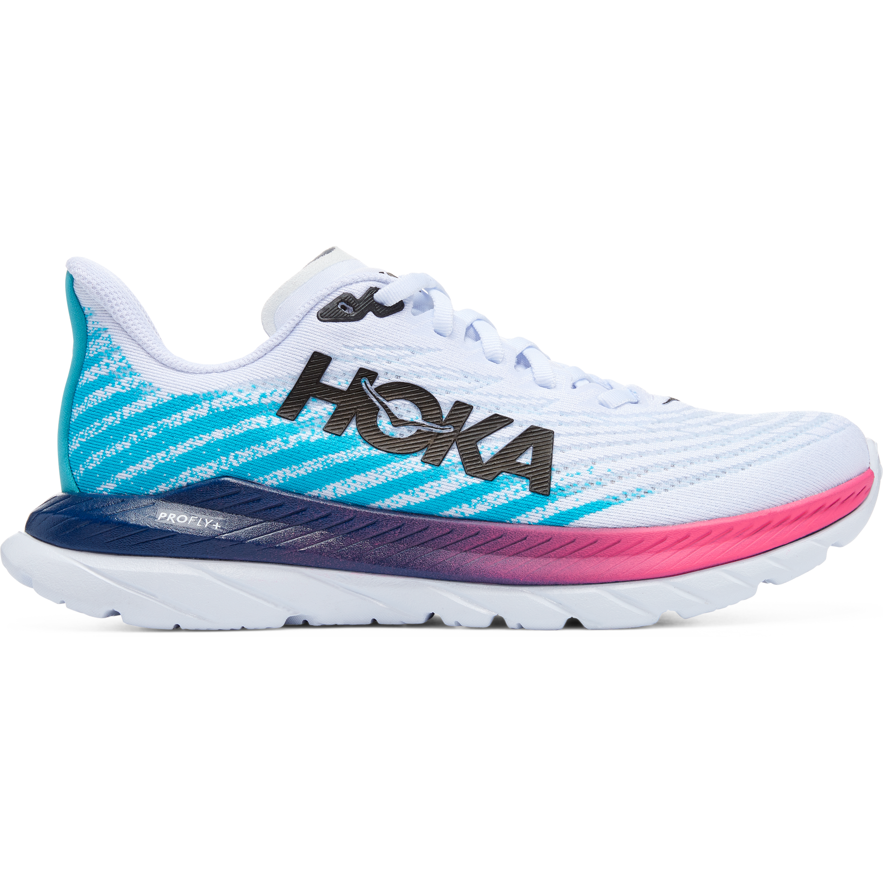 Women's Hoka One One Mach 5, White/Scuba Blue, 10 B Medium