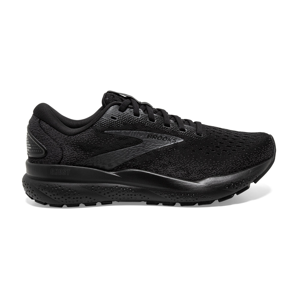 Women's Brooks Ghost 16, Black/Black/Ebony, 9.5 D Wide